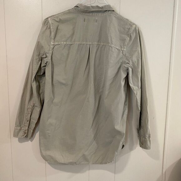 Madewell Utility Button Down Shirt Medium | Khaki Green Casual Long Sleeve Top - Picture 2 of 11